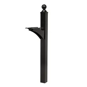 56.4 in. Height Landover Powder Coated Metal (Aluminum & Steel) Mailbox Post, Black, 21.4 in. Depth, 6 in. Size, 6.5 lbs Weight