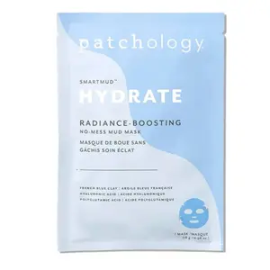 Patchology Smart Hydrate No-Mess Mud Face Mask - 1 Pack, French Blue Clay, Hyaluronic Acid, Cleansing Moisturizer for Skincare