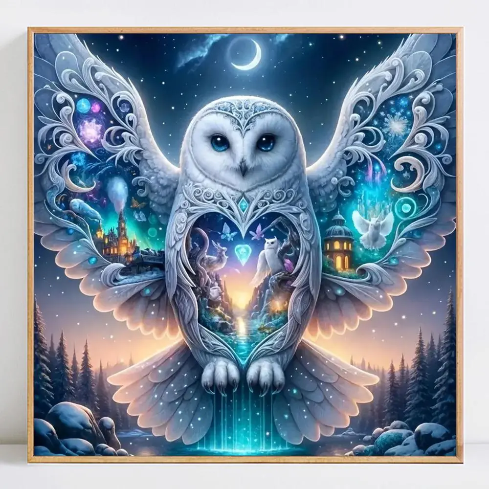 Owl Pattern 5D DIY Diamond Arts Colorful Painting Kit without Frame, Diamond Pattern Design, DIY Decorative Art Picture for Beginner, Wall Art Craft Decor for Home Living Room, Diamond Painting Kits
