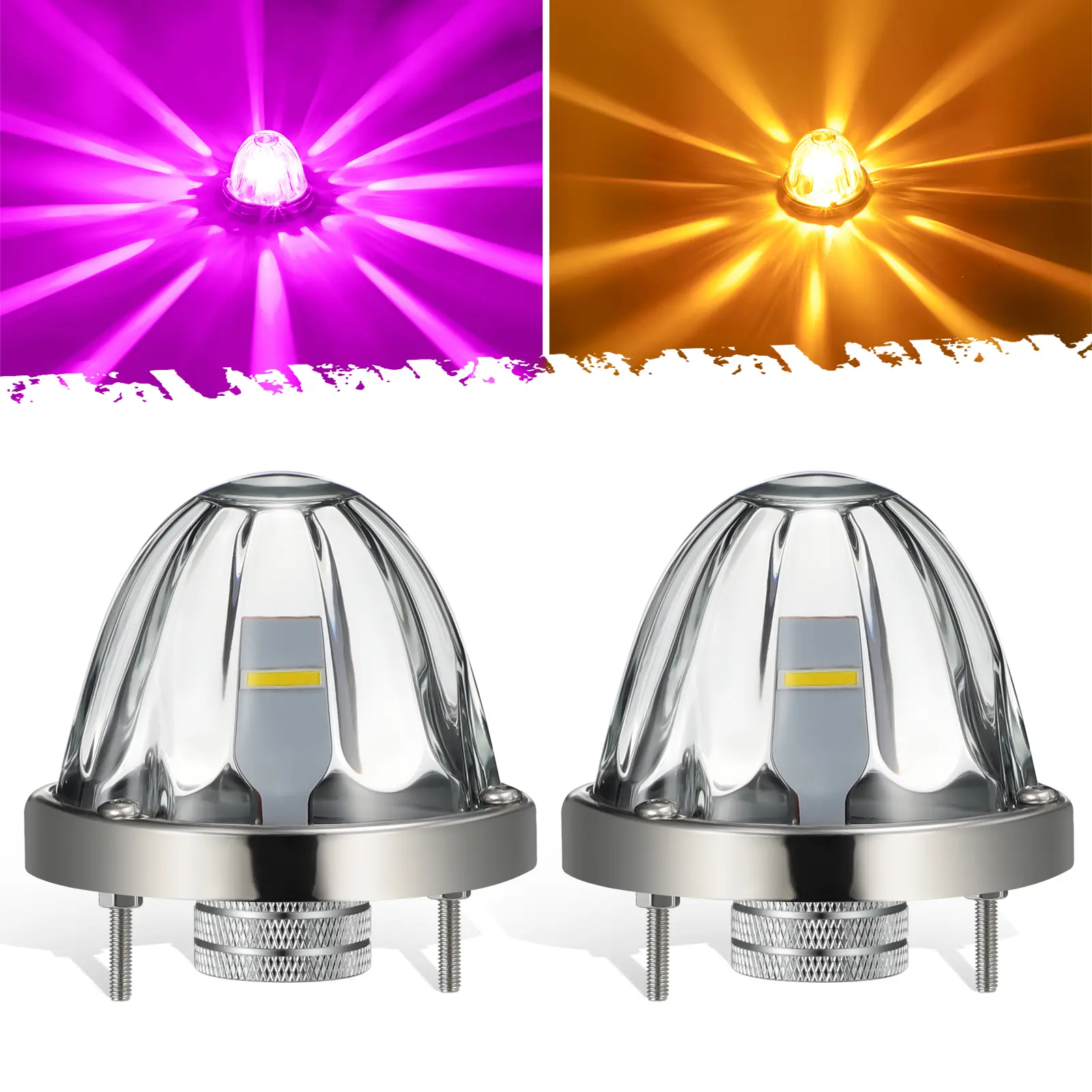 Clear Lens/Amber&Purple LED-2 Pieces