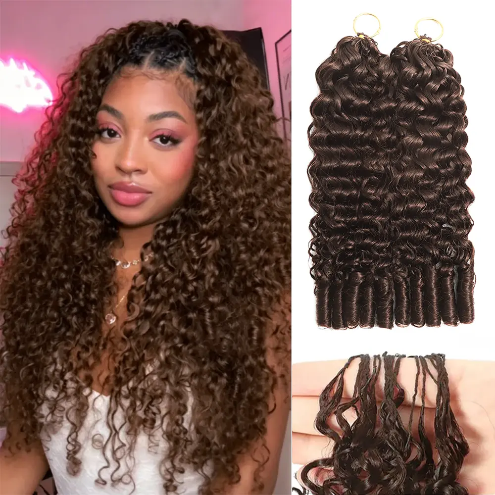 New Ramiss Hair Burmese Curly #4 P4/27 99J Color Crochet Human Hair For Miracle Knot Pre-Separated 50g/Pack Time-Saving, 40 Strands/Pack Mircale Knots,4-5 Packs for Full Head Protective Styles Light Weight No Tension Reusable Feather Crochet