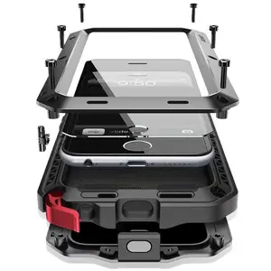 Metal Case For iPhone 16/15/14/13/12/11 ProMax/15 Plus/14 Plus/12/13/XR/Xs Max/X/XS PlusHeavy Duty Tough Rugged Case WithBuilt-in Glass Screen Protector, 360 FullBody DustProof Protective Cover