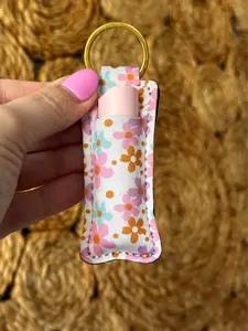 Pastel Floral Lip Balm Keychain