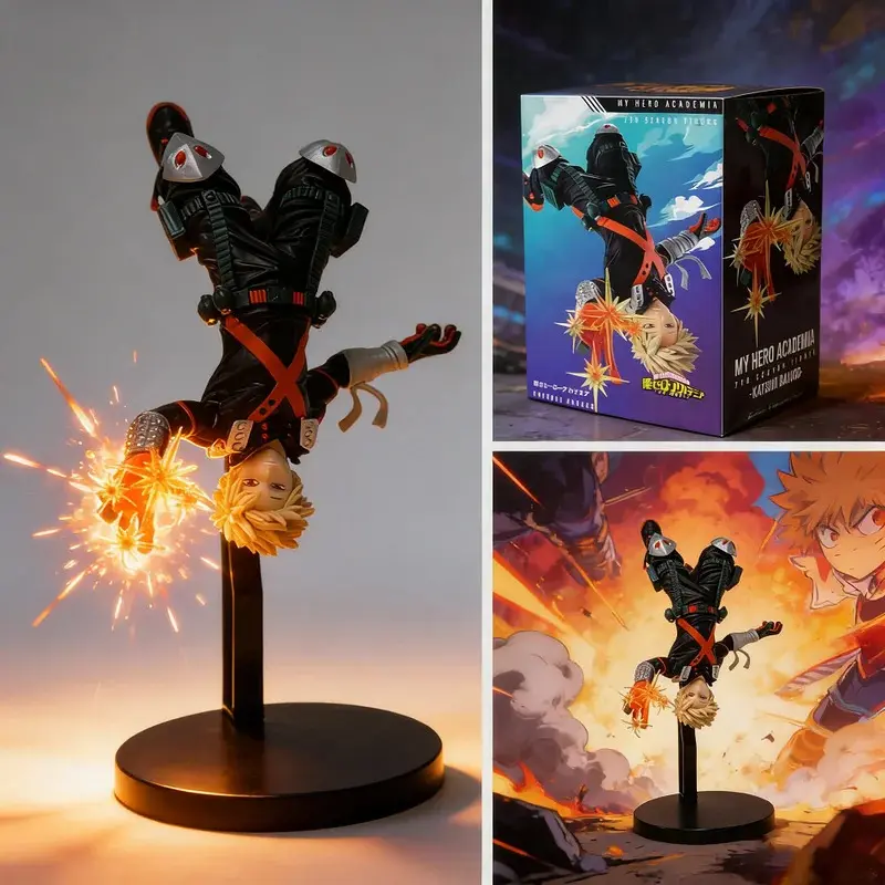 22cm My Hero Academia Anime Peripheral Hero Bakugou Katsuki Action Figures PVC Model Decor Collectible Statue Toy Christmas Gift