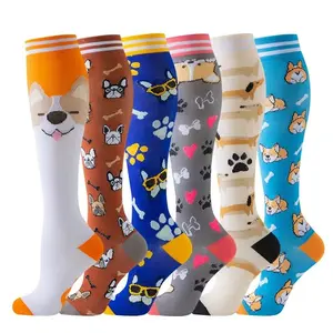 6 Pairs Women's Breathable Compression Athletic Socks, Graduation Long Tube Knee-High Socks for Running, Nursing, Hiking, Best Support