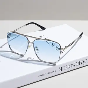 Retro Aviator Square Sunglasses for Men Women | UV400 Protection Luxury Metal Frame Shades, Vintage Pilot Sunglasses for Driving Daily Wear Streetwear