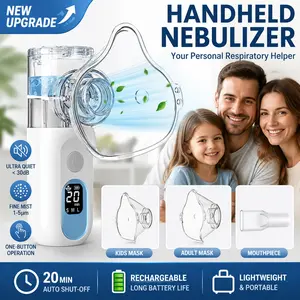 Children and Adults, LED Display, Includes 2 Masks and 1 Mouthpiece, Automatic Cleaning Function, Nebuliser Inhaler Individually Adjustable & Ideal for on the Go
