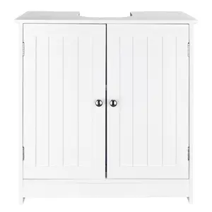 Pedestal Sink Storage Cabinet, Vanity Base Cabinet, Under Sink Bathroom Cabinet with U-Shape Cut-Out and Adjustable Internal Shelf, White