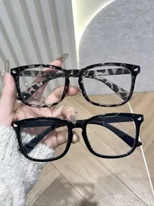 Simple Style Transparent Frame Eyewear, Transparent Lens Glasses, Casual Daily Wear Reading Office Photography Accessories, PC Material All Seasons