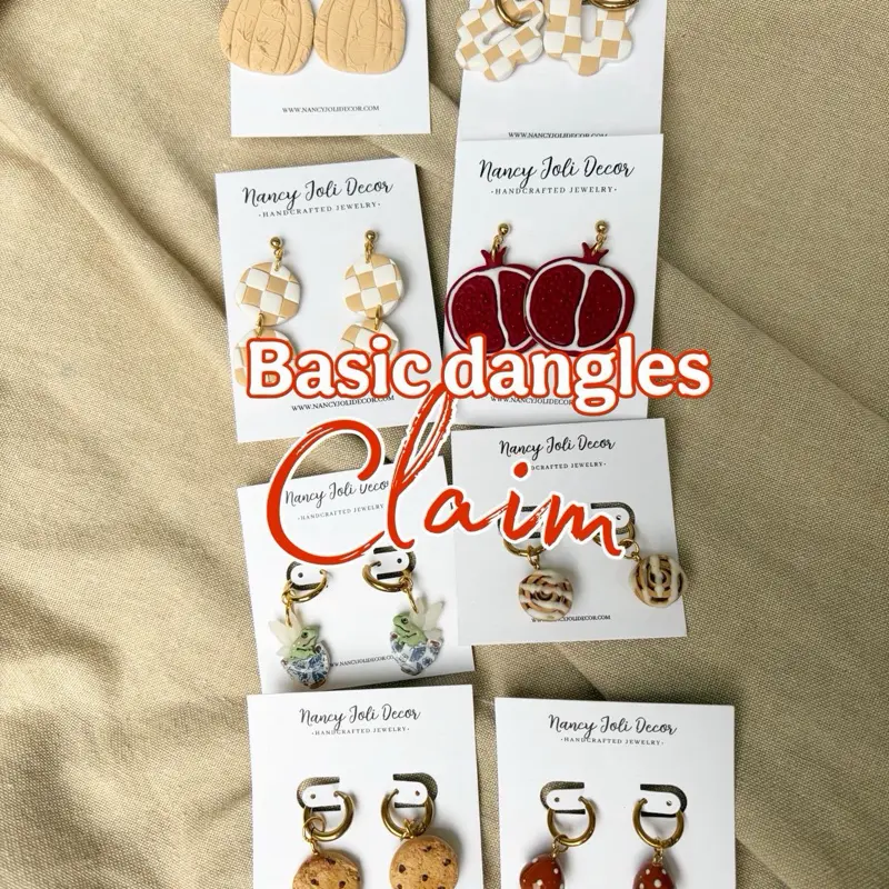 YOU CLAIM LIVE: Basic collection dangle polymerclay earrings hypoallergenic stainless steel sensitive skin safe lightweight