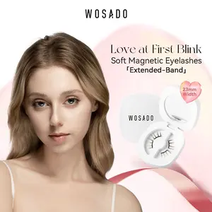 WOSADO Soft Extended-Band Magnetic Eyelashes, Glue-free Natural Lashes, Waterproof, Lightweight, Suit for Light/Fine Makeup