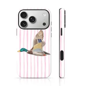 Cozy Watercolor Duck Vibe Design Phone Protector TPU for iPhone 17 Pro Max/16 Pro Max /15Pro Max 15/14/13/12 & Samsung S26 /S25Ultra Cute Phone Case