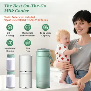 Portable Breast Milk Cooler, Outdoor Use, Lightweight, 360° Cooling, 24-Hour Freshness, 22oz Capacity, Includes 2 BPA-Free Storage Bottles