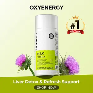 Oxyenergy Milk Thistle Liver Detox Support & Colon Cleanse, High Purity, Natural Supplement for Liver Health&Antioxidant Support,90Capsules Outdoorfun