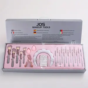 JOS 23pcs Ultra Luxe Shimmering Glam Multifunctional Makeup Brush Set Face Eye Brushes With Diamond Accents Highlighter Contour Foundation Lip Nose Brushes Premium Gift Colorful clean  make  up  tools woman full set hand bowl strap hope  lashes luxuri bum