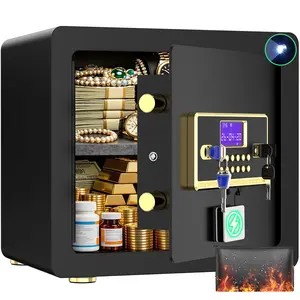 ACTIGER 2.3 Fireproof Anti-Theft Digital Lock Smart Security Safe Box, Integrated Key-Handle Design, Digital Keypad, Adjustable Shelf, LED Light, for Home Office Use, Stores Cash, Jewelry, Documents, Fireproof Safe