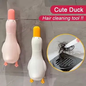 Adorable Duck Shape Hair Collector for Drain Cleaning, Cute Cartoon Design for Kitchen Sink and Bathroom Use, Reusable with Clips and Adhesive, Drain Protector, Hair Trap, Drain Guard