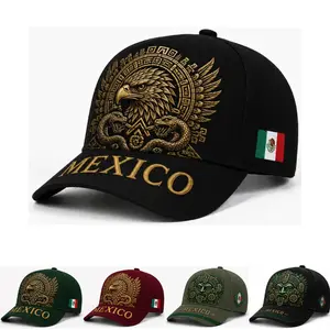 Black Gold Aztec Eagle Snake Pattern Snapback Cap for Men Women, Adjustable Mexico Pride Outdoor Sun Hat, Casual Sports Streetwear Accessory, Soccer Fan Daily Gift