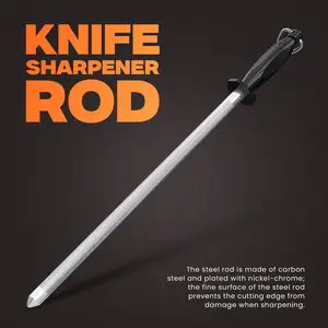 Utopia Kitchen 12” Knife Sharpening Rod  Keep Your Knives Razor Sharp at Home