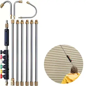 High-Pressure Washer Extension Rod Set, 1/4-inch Quick-Connect Spray Gun with 6 Nozzles, 30°/90°/120° Curved Rods, 4000 psi