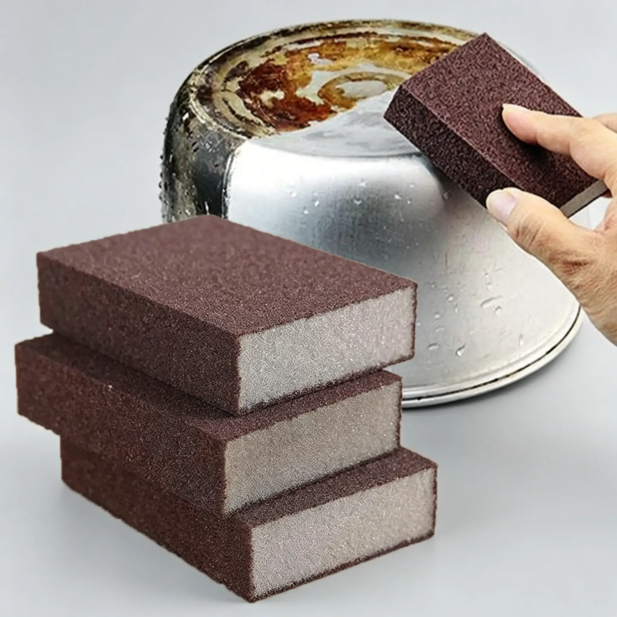 3 Pack Magic Emery Cleaning Sponge - Stains Cleaning Tool, Powerful Rust Remover, Decontamination Gadget for Camping Picnic Kitchen Pots, Versatile Outdoor Household Cleaner, All Purpose Sponges, Scrubbing Pad