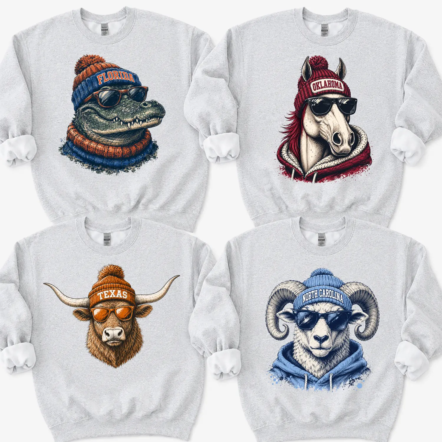 College Football Spirit Animal Football Graphic Sweatshirts All Team City Animal Sports Pullover Retro Game Day City Football Sweatshirt CaSual Game Home Town Pullover Celebrate with Classic Sports Apparel Show Your Pride for Every Football City Unisex