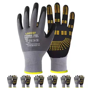 LOCCEF Safety Work Gloves MicroFoam Nitrile Coated-6 Pairs,Endurance Seamless Knit Nylon,Dots on palm,Tacky Dot Grip Gloves football sticky gloves lifting gloves guantes term