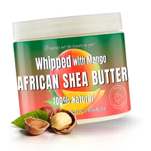 RA COSMETICS Whipped Shea Butter Mango - 100% Pure and Natural African Shea Butter for Men & Women - Ultimate Handcrafted Moisturizer with Essential Vitamins for Radiant Skin & Luscious Hair