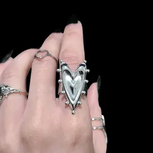 Silver Jumbo Heart Ring - Stainless Steel