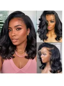 Women's glueless human hair wig, Lace frontal wig, suitable for all skin tones, 13x4 lace front wig with pre-plucked hairline and lace base, 180% density wavy short hair, natural and realistic, perfect for everyday wear, special occasions