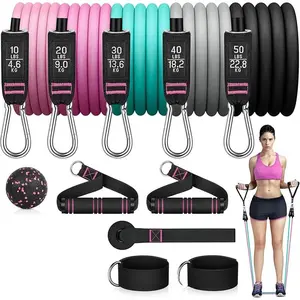 Resistance Bands for Working Out, 150LBS Exercise Bands, Workout Bands, Resistance Bands Set with Handles for Men Women, Legs Ankle Straps for Muscle Training