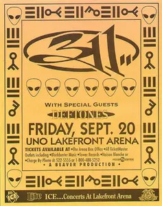 Original concert poster for 311 and Deftones at the Uno Lakefront Arena in New Orleans. 11 x 14 on thin paper.
