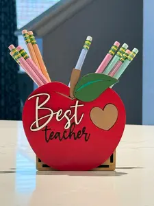 Apple Best Teacher pencil holder, teacher gift, back to school, pencil holder