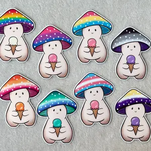 Pride Mushroom Character Sticker, Subtle Pride Decal | Cute Vinyl Sticker for Laptop, Journal, Tablet, Water Bottle Decor | LGBTQIA+ gay bi trans pan enby ace nonbinary pride, love is love