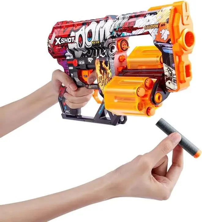 XShot Skins Dread - BOOM (24 Darts) by ZURU, Easy Reload, Air Pocket Technology, Toy Foam Dart Blaster for Kids, Teens, Adults, Frustration Free Packaging, Kids Outdoor Play, Manual, Unisex