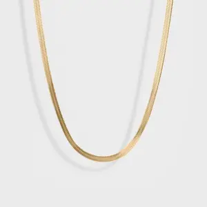 Gold Herringbone Chain Necklace