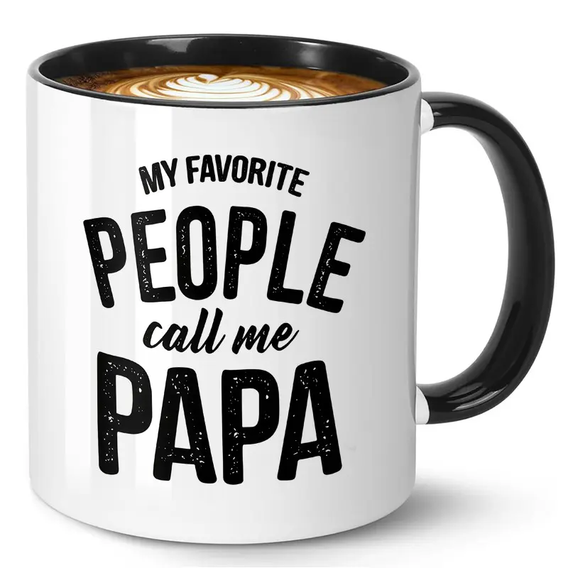 1pcs，Papa Grandpa Coffee Mug - My Favorite People Call Me Papa, 11oz Ceramic Cup, Funny Grandfather Gift from Grandkids, Tea Mug Father's Day Christmas Birthday Present Drinkware, Drinking Mug, Funny Mugs