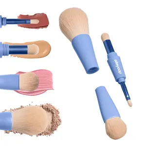 Overachiever 4-in-1 Makeup Brush - All-Over Powder Brush, Multi-Use Blending Brush, Precision Brush (Eyes, Lips, Highlighter), Eyeshadow and Complexion Brush (Foundation, Blush, Bronzer), Travel-Friendly, Cute Beauty Tool Gift, Comes with pouch, Vegan