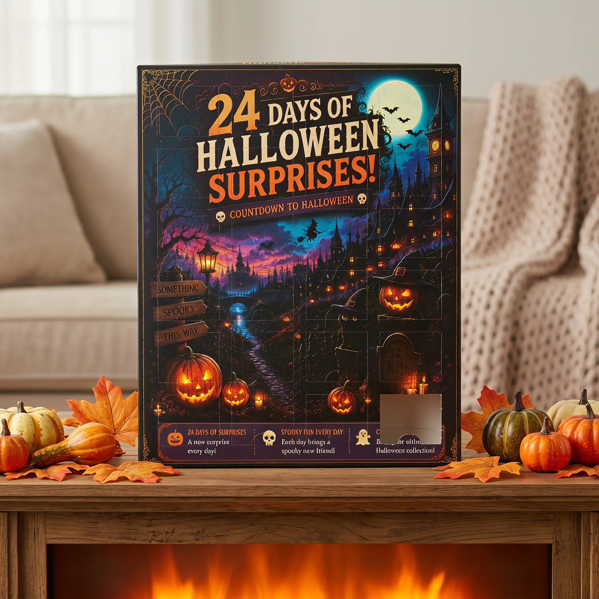 24 Days Halloween Advent Calendar, Surprise Countdown Calendar with Mini Collectible Figures for Halloween Gifts, Party and Home Decor