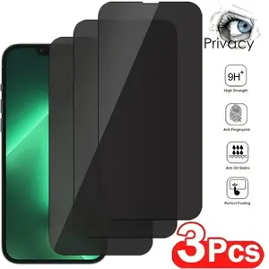 3-Pack Privacy Anti-Spy Full Coverage Anti-Fingerprint Scratch-Resistant 9H Hardness Explosion-Proof Tempered Glass Film, Screen Protector, Case Friendly, Compatible with iPhone 11 12 13 14 15 Pro Max