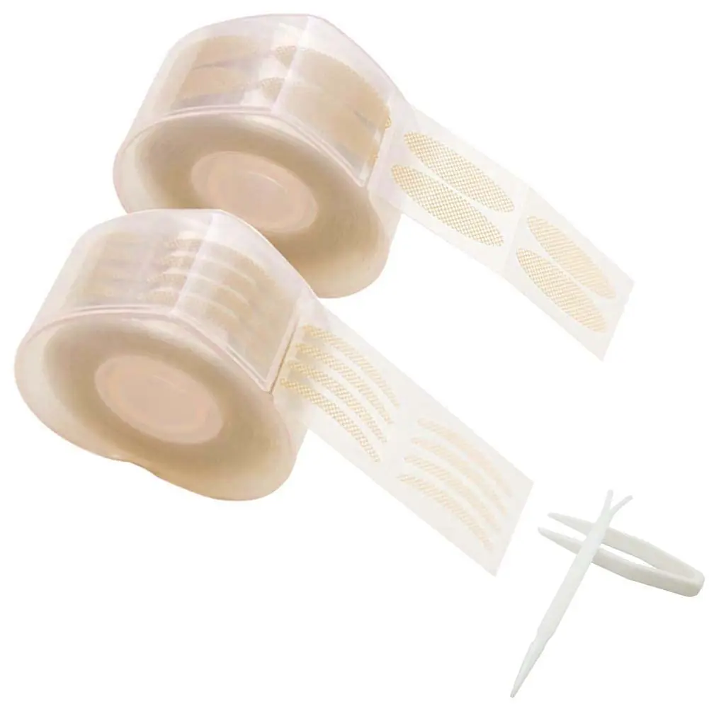 1200PCs self-adhesive invisible double eyelid tape eyelid lift strips instant eyelid stickers eye tapes fiber for hooded dropy uneven mono-eyelids with fork rods and tweezers