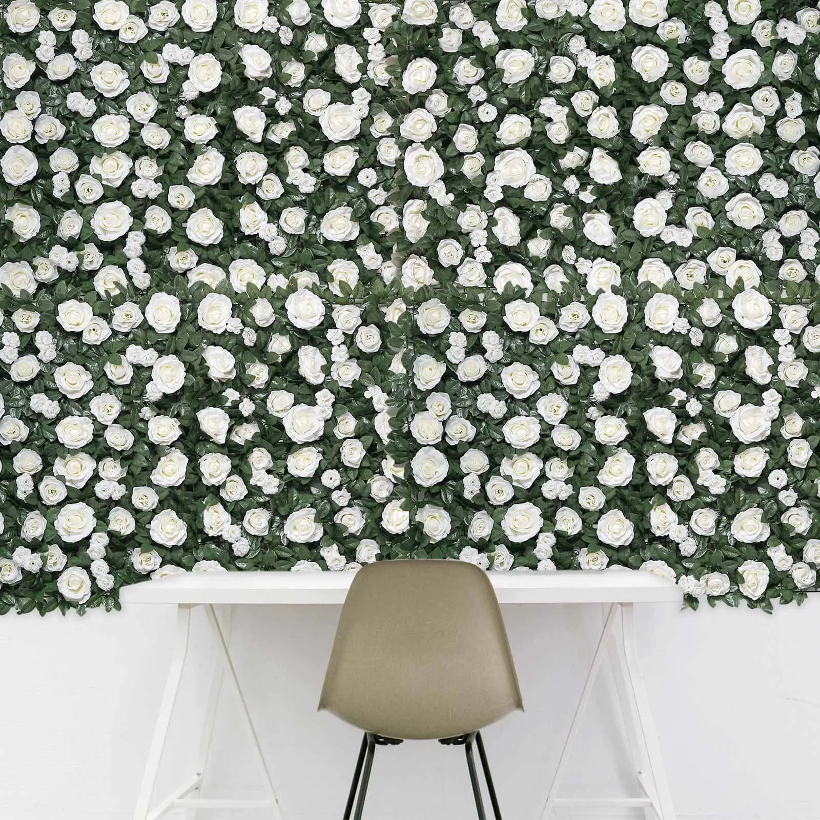 Easy-Install Artificial Rose Festive Backdrops & Banners - White Silk Panels Decorative Banner, 3 Sq ft Flower Bouquet Wall Backdrop for Home, Festive & Party Supplies