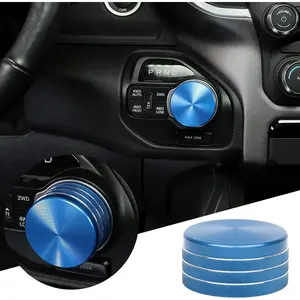 Gear Shift Shifter Switch Knob Transmission Gear Lever Gearstick Selector Knob Cover Trim for Dodge 2018-2024+ Dodge RAM 1500 Interior Accessories Special Editions, Blue Aluminum Alloy