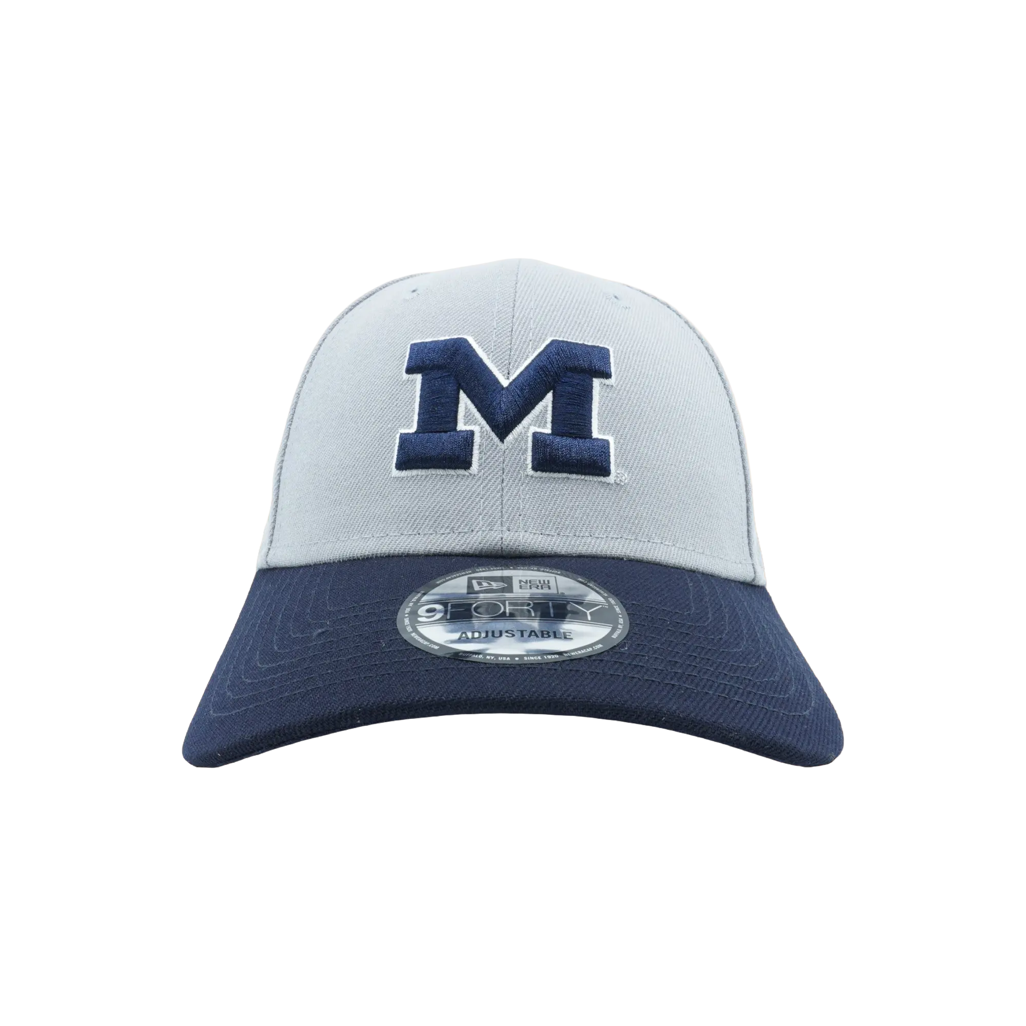 9FORTY Michigan Wolverines The League Hook & Loop Velcro Hat "Grey / Navy - Brim" NE818