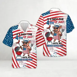 Patriotic Hawaii Shirt for Independence Day, US Flag Aloha Shirt, Patrioctic Day, 4th of July Outfit, Button Down, Summer Aloha Beach Farmer Gift