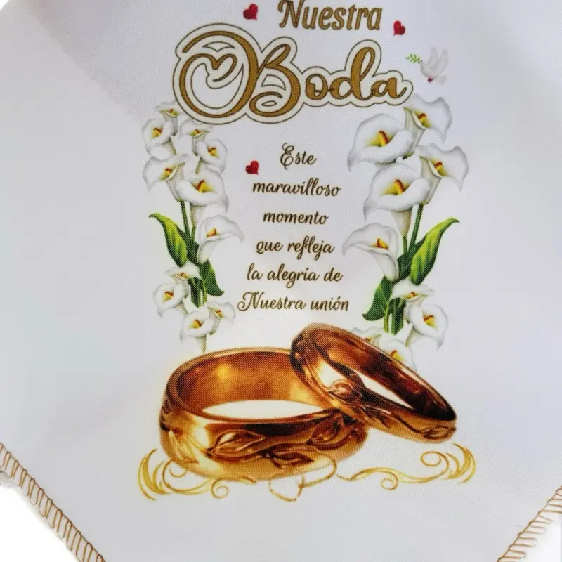 12pcs 100% Polyester Wedding Cocktail Printed Packaged Napkins - Kitchen Tableware for Wedding Favors, Wedding Cocktail Napkins
