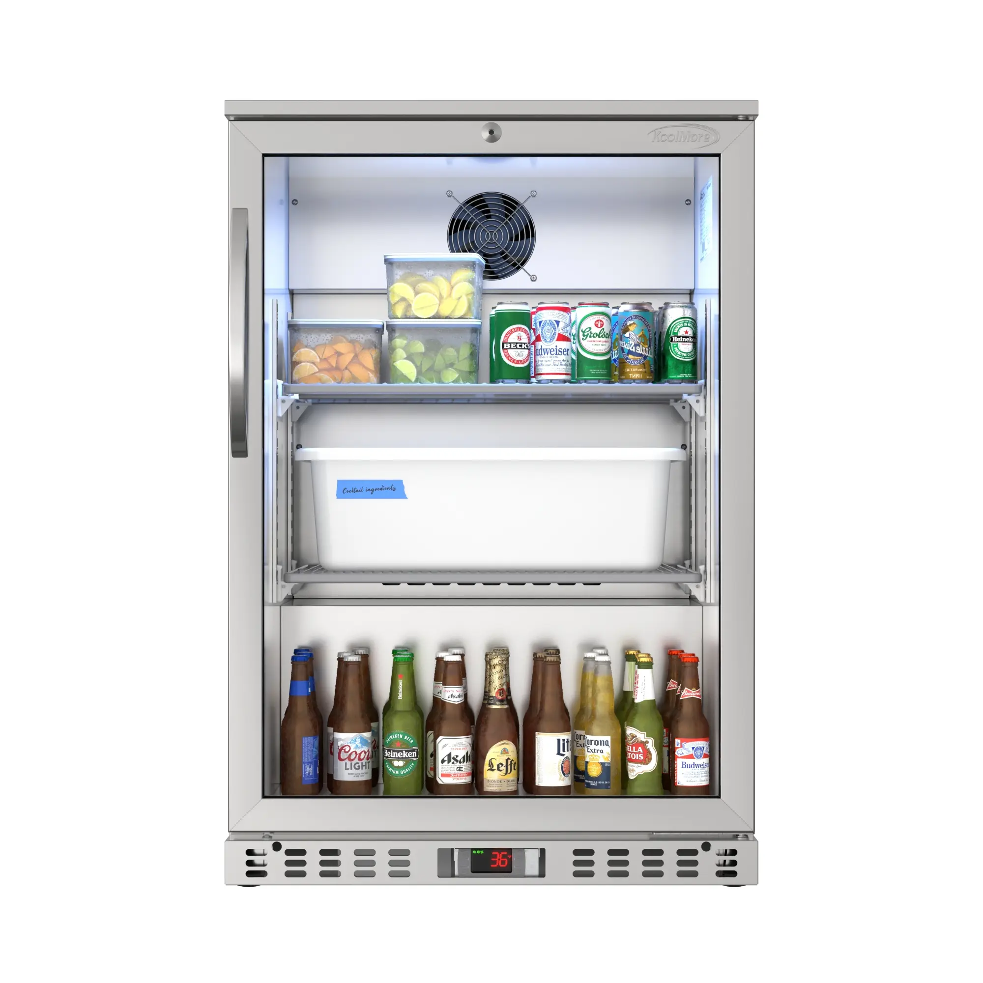 24 in. Commercial One-Door Back Bar Refrigerator in Stainless-Steel - 5.3 Cu Ft. BC-1DSW-SS