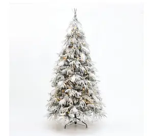 LuxenHome 6.5Ft Pre-Lit Flocked Sweeping Artificial Xmas Tree