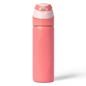 CIRKUL 26oz Reusable Stainless Steel Double Wall Insulated Water Bottle with StrawSip Flip Lid, Leakproof Portable Charmed Coral Kitchenware Drinkware Tumbler
