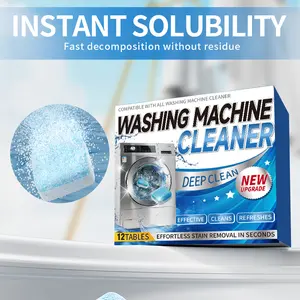 Washing Machine Cleaner Tablets - 12-Pack Deep Cleans Year-Round for HE Top & Front Load Washers Removes Grime Build-Up Household High-Quality Tablets Household cleaner  for  washing  machine seaways  washing  machine  cleaner